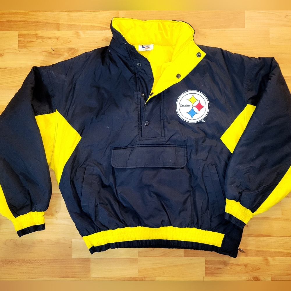 Vintage Pittsburgh Steelers Locker Line Winter Puffer Pullover Jacket, 1990s XL